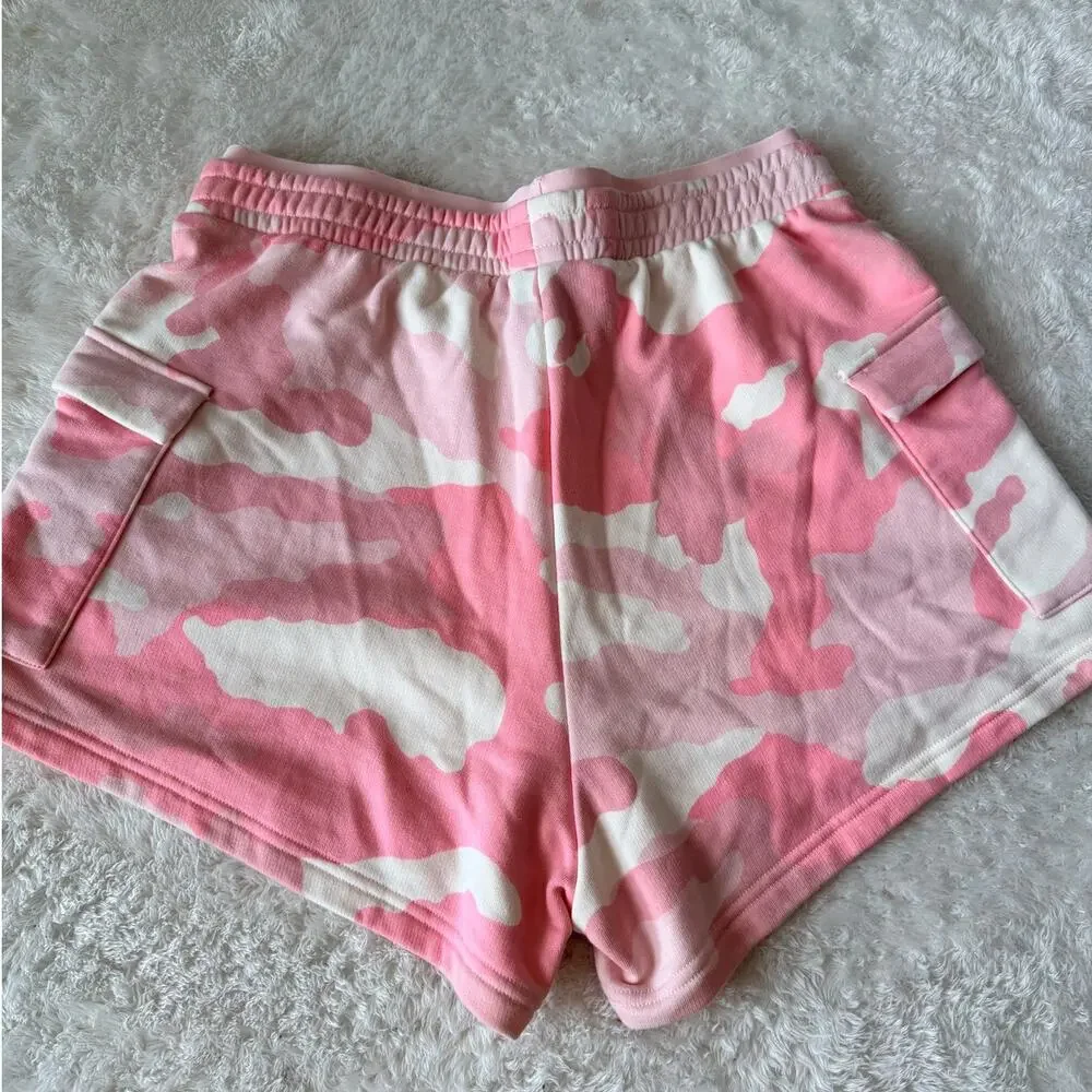 Adidas Pink Camo Cargo Sweat Shorts Women’s Large Utility Y2K